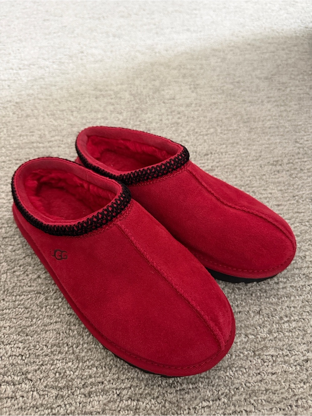 UGG kids Red Suede Slip-On Slippers